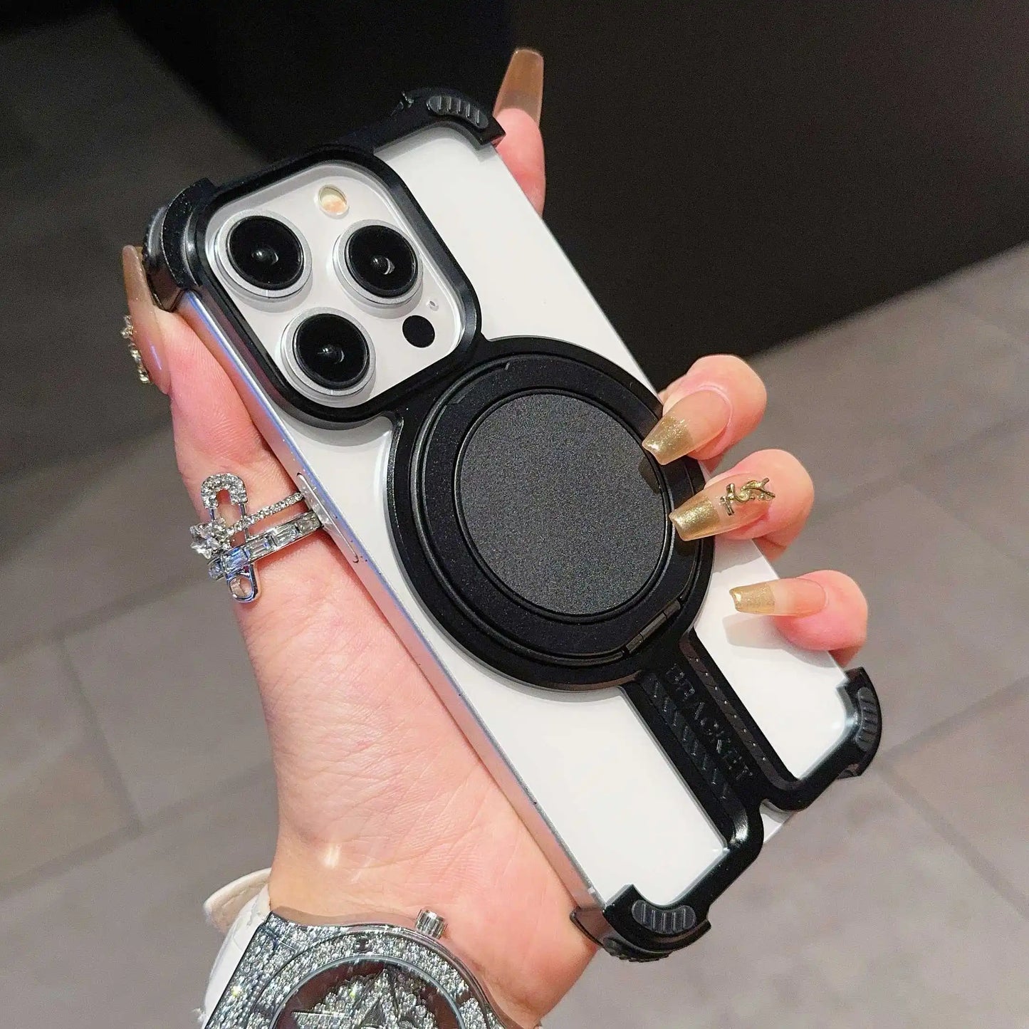 GeoFrame Ultra Case – Eleganter Metallrahmen mit Ständer für iPhone